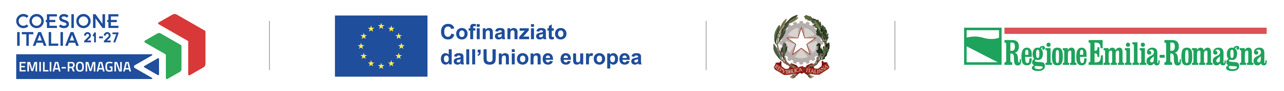 Loghi Unione europea, Repubblica Italiana, Regione Emilia-Romagna e Politica di coesione 2021-2027